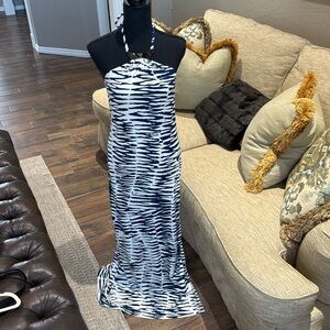 Trina Turk 100% Silk Zebra Maxi Dress